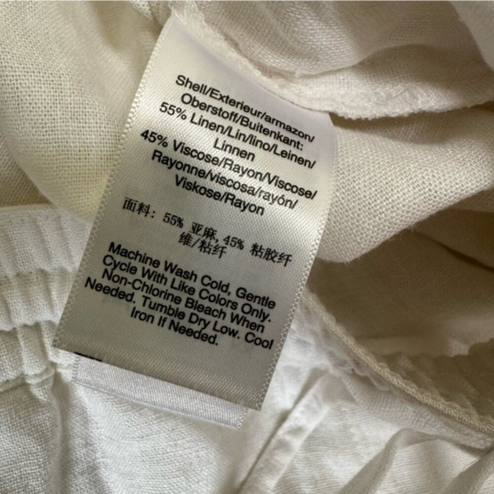 DKNY Pure NEW Linen Cotton XL Wide Leg Pockets PullOn Pant Crop Light Minimalist - Picture 11 of 11